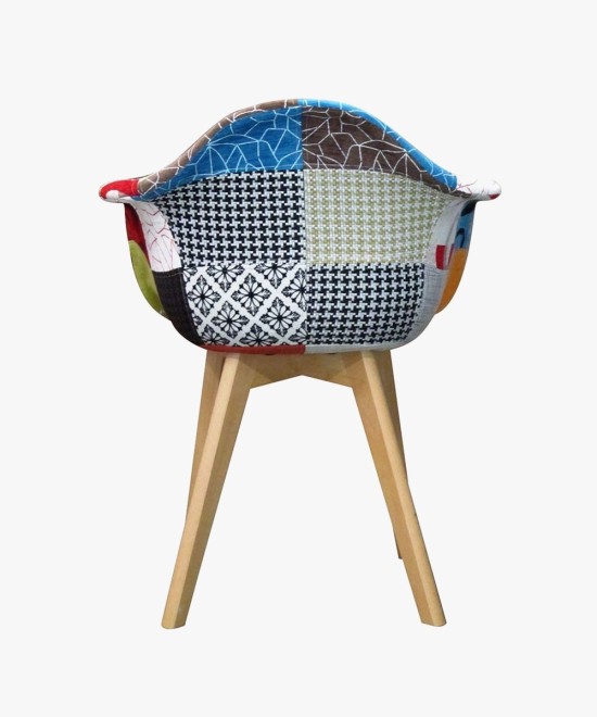 Dining Chairs With Solid Wood Leg, With Linen Print