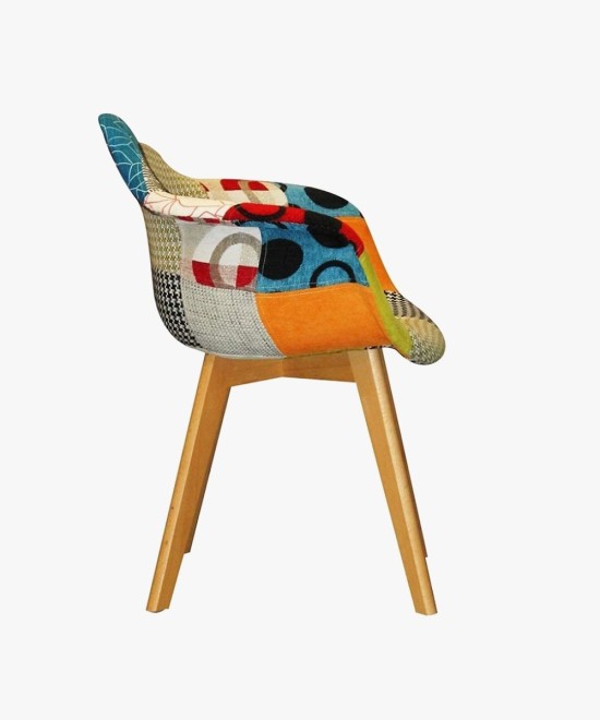 Dining Chairs With Solid Wood Leg, With Linen Print