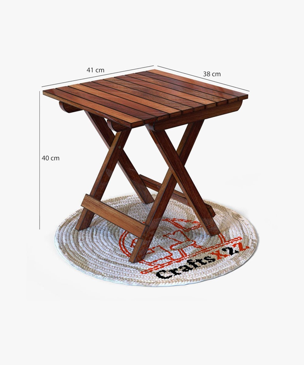 Handmade Wooden Natural Square Foldable Table