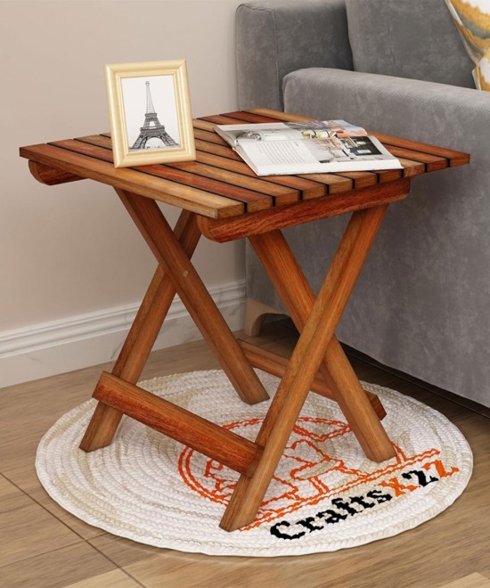 Handmade Wooden Natural Square Foldable Table