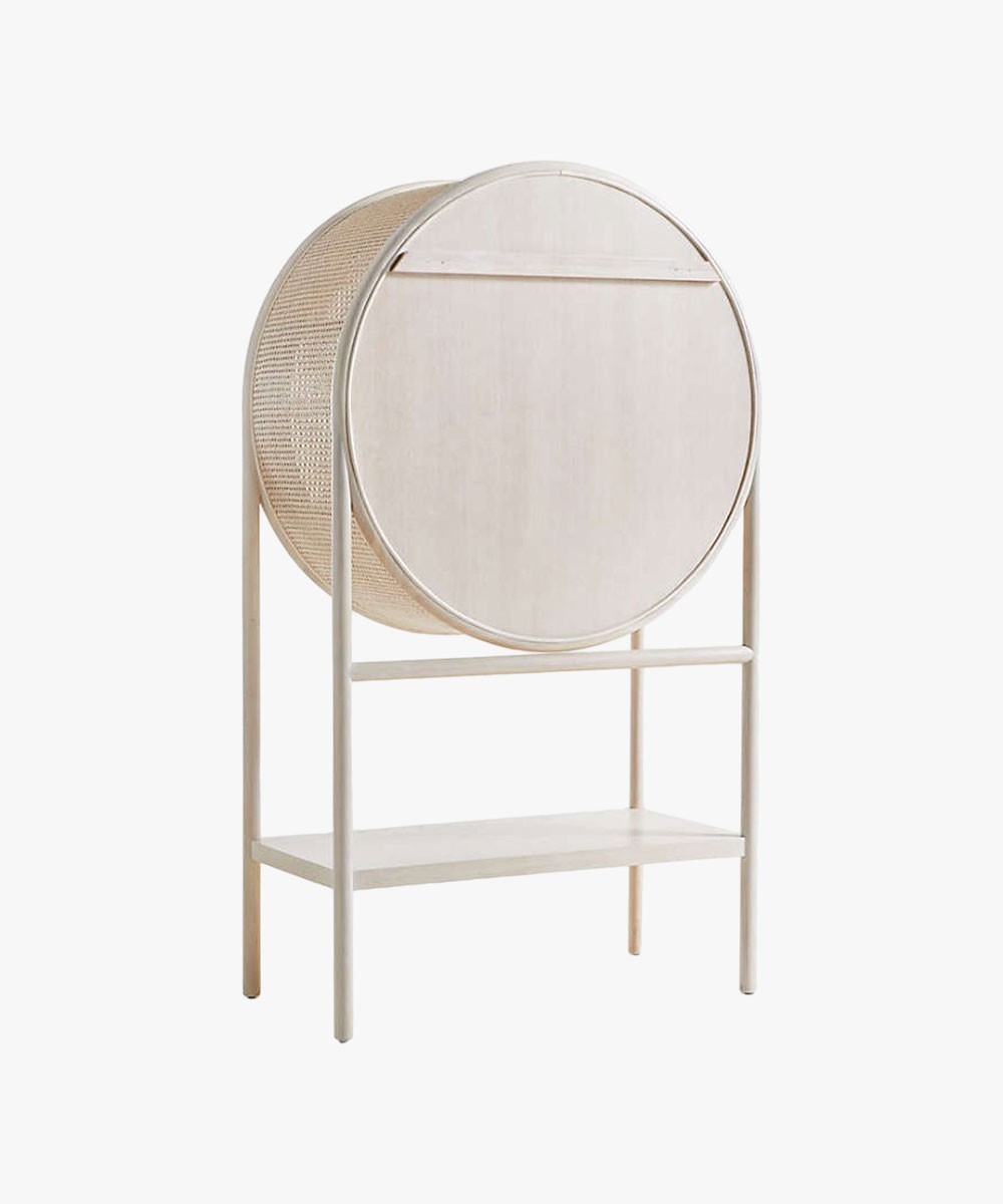 New West Natural Cane Storage Bar Cabinet