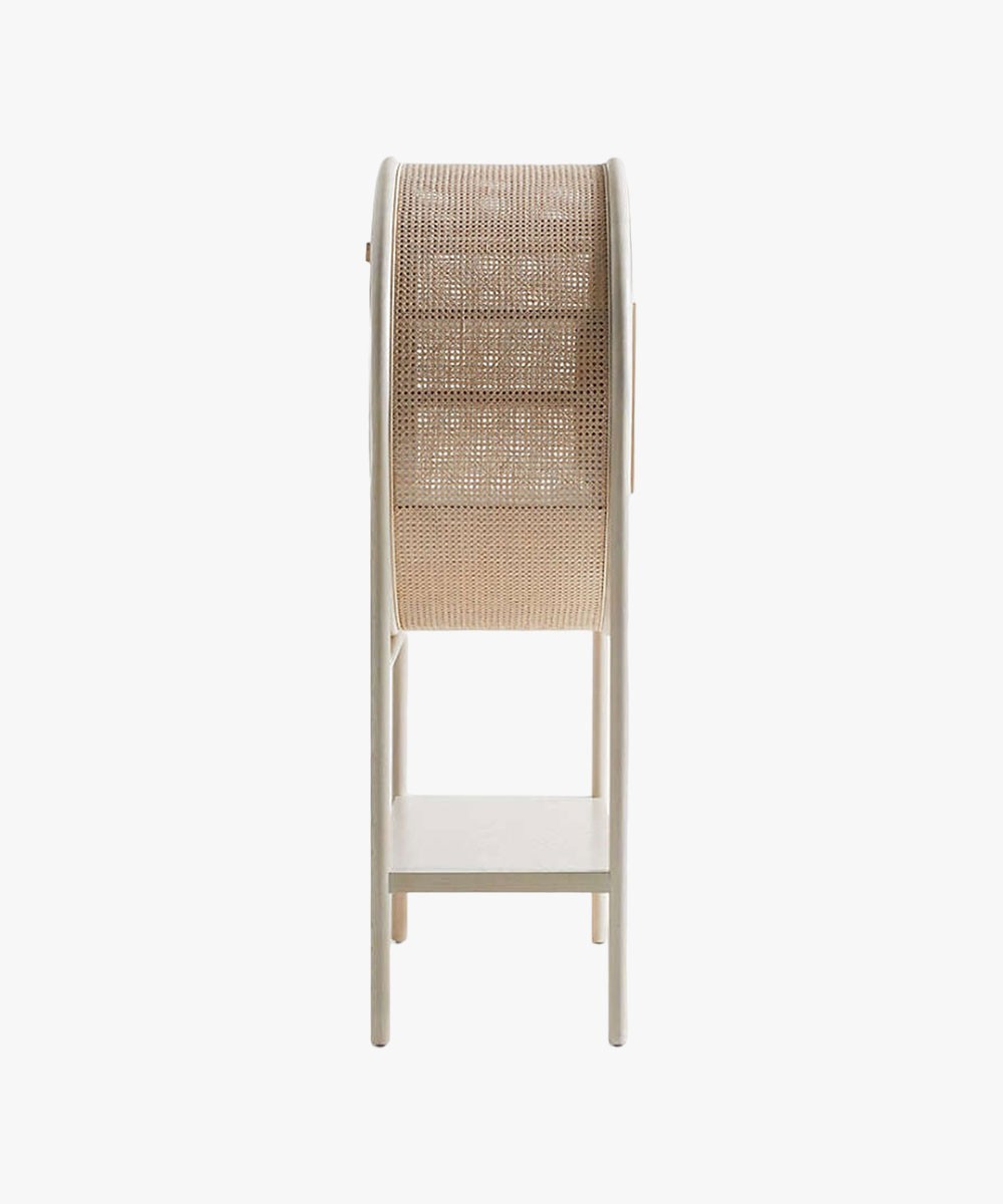 New West Natural Cane Storage Bar Cabinet