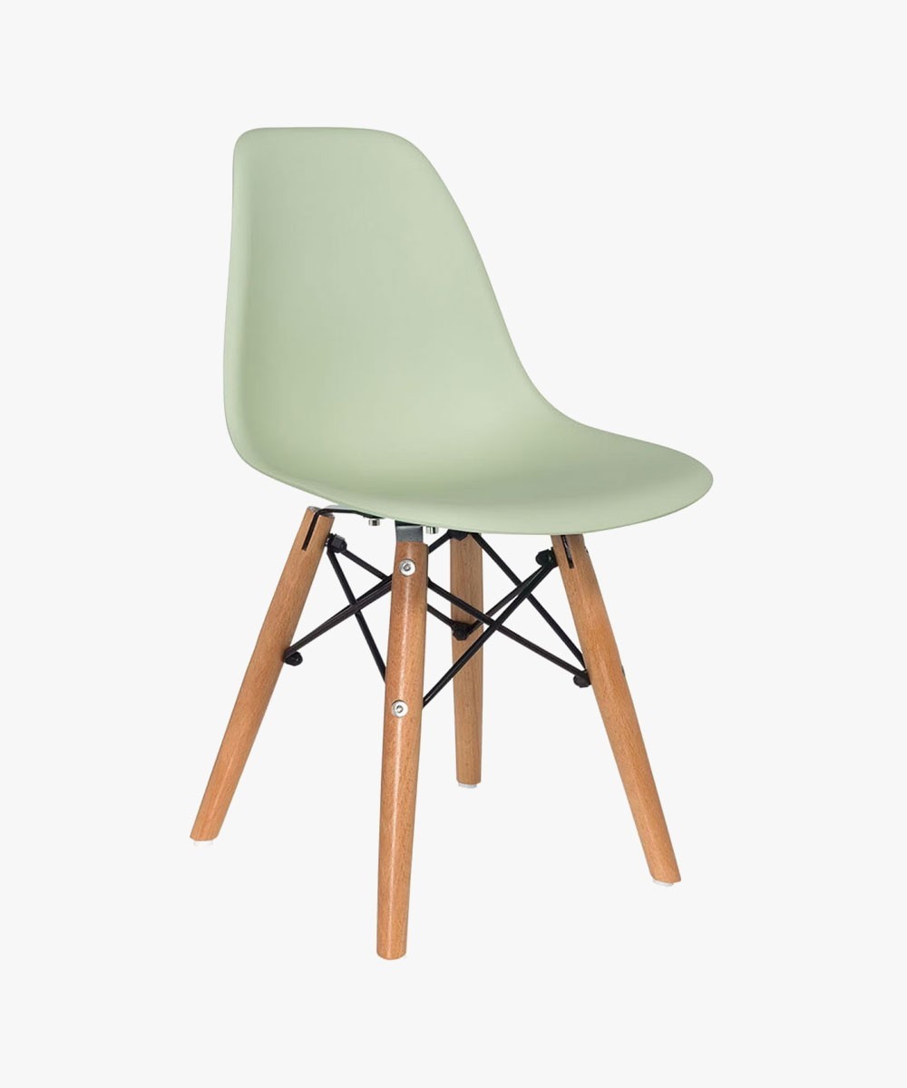 Eames Plastic Armless Chair With Wooden Legs